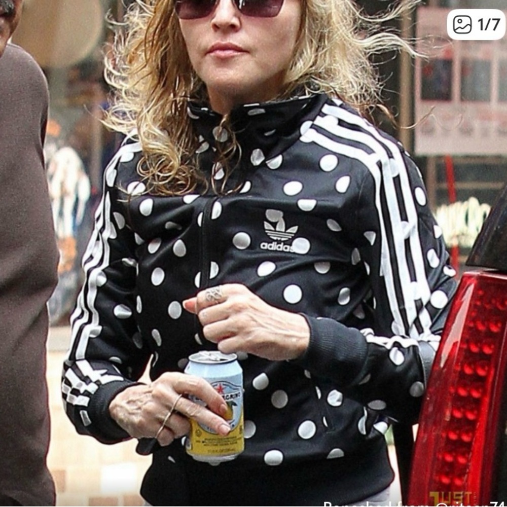 Vintage 2015 adidas firebird Black & White Polka Dot track jacket - Picture 2 of 12